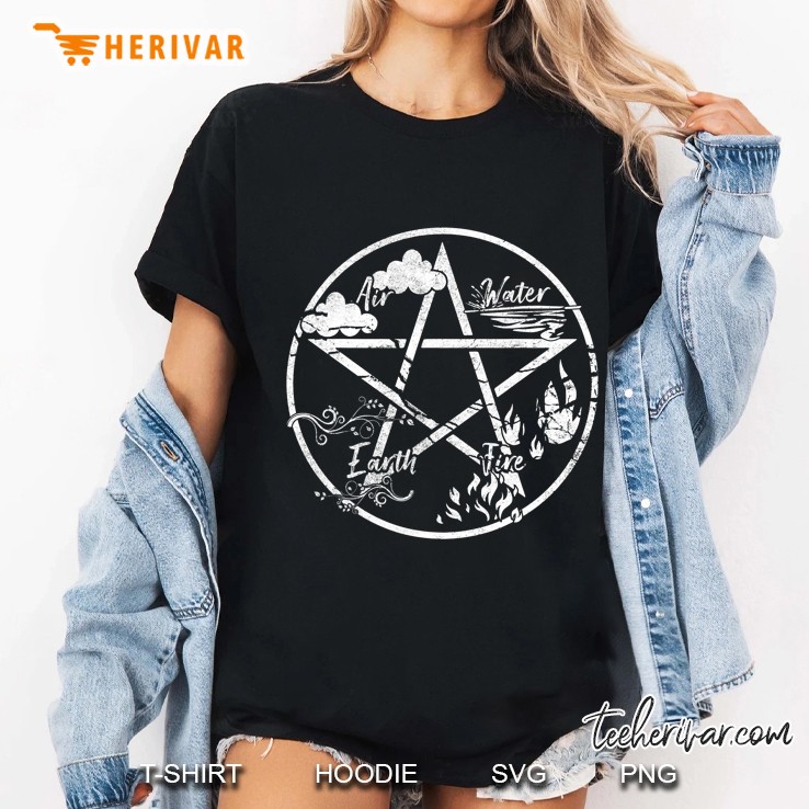 Pentagram Shirts Wicca Air Fire Water Spirit Earth Gift Tee Hoodie