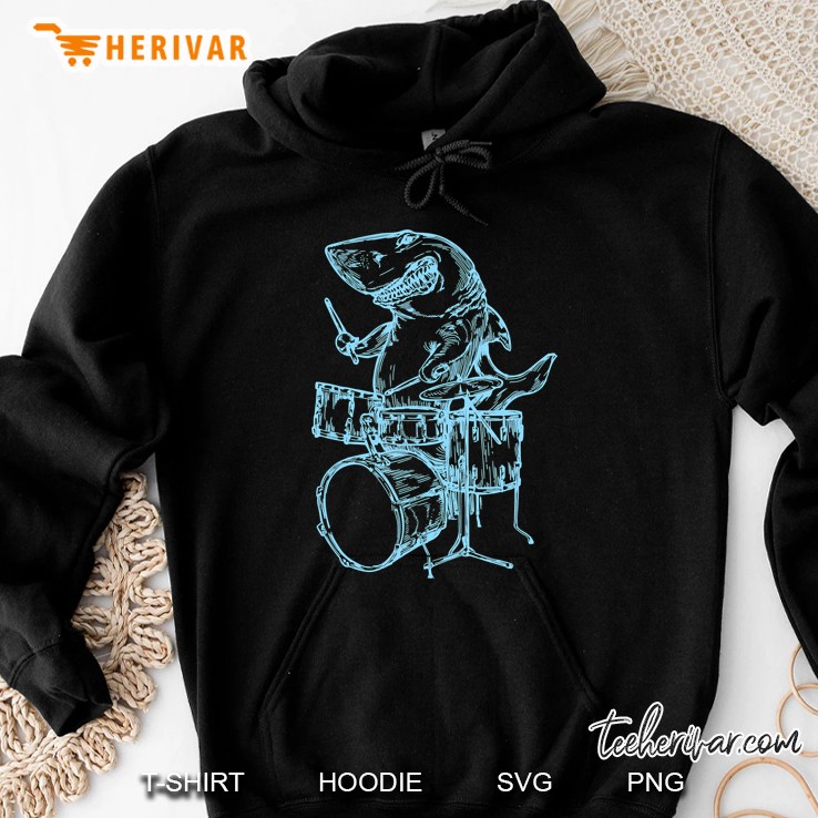 Seembo Shark Playing Drums Drumming Drummer Music Drum Band Hoodie