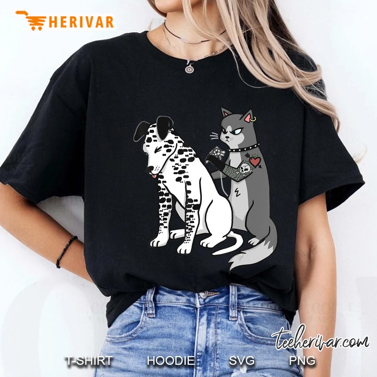 Tattoo Cat Inked Dalmatian Cartoon Ladies Tee