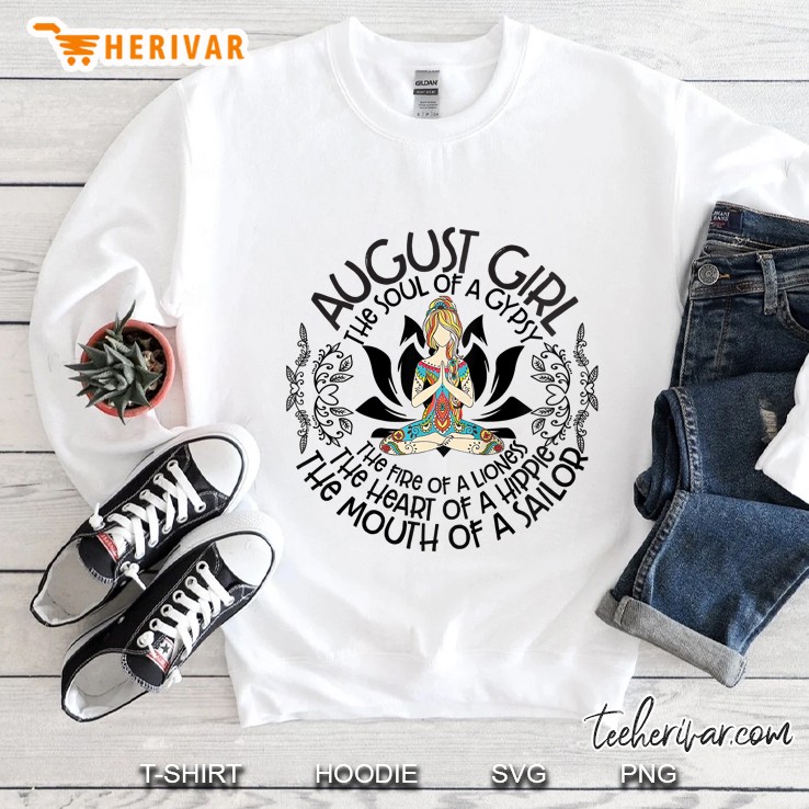 Womens August Girl The Heart Of Hippie The Mouth Of A Sailor Raglan Baseball Tee Sweatshirt