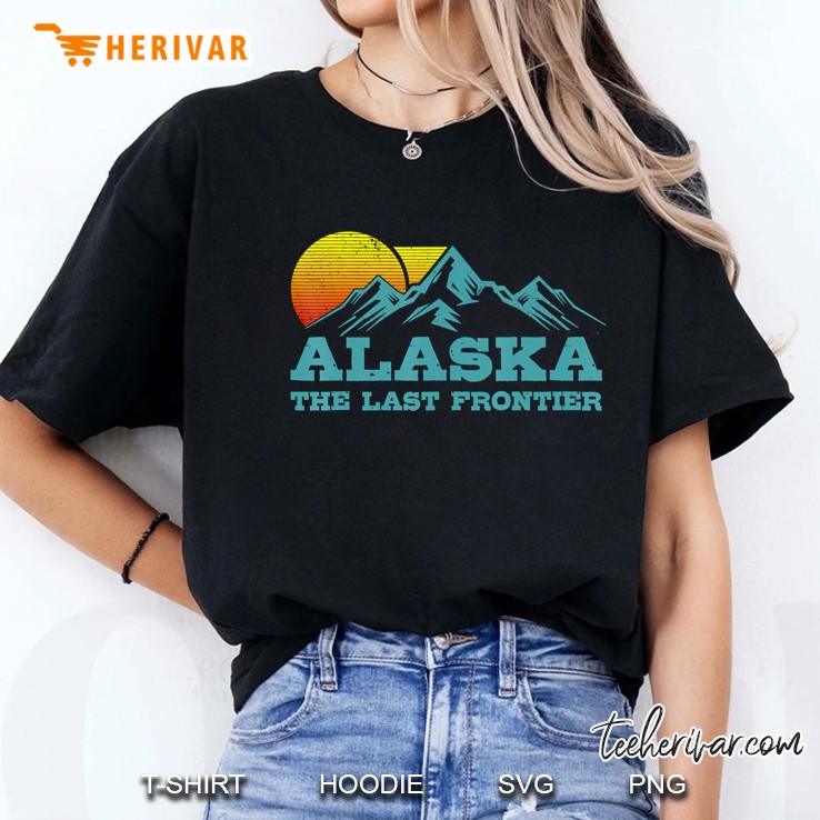 Alaska The Last Frontier Vintage Mountains Sunset Souvenir Ladies Tee