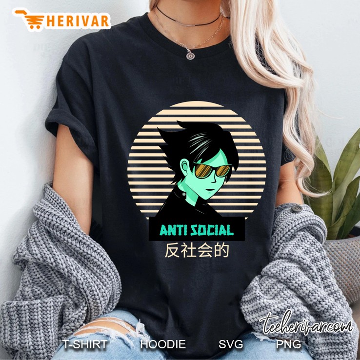 Anti Social Japanese Anime Otaku 80S Retro Manga Style Ladies Tee