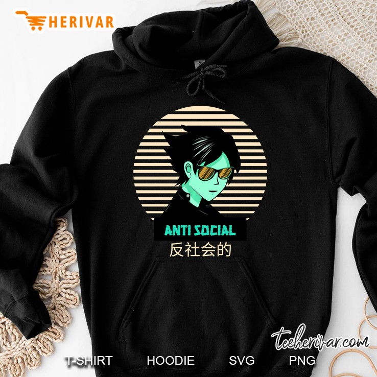 Anti Social Japanese Anime Otaku 80S Retro Manga Style Hoodie