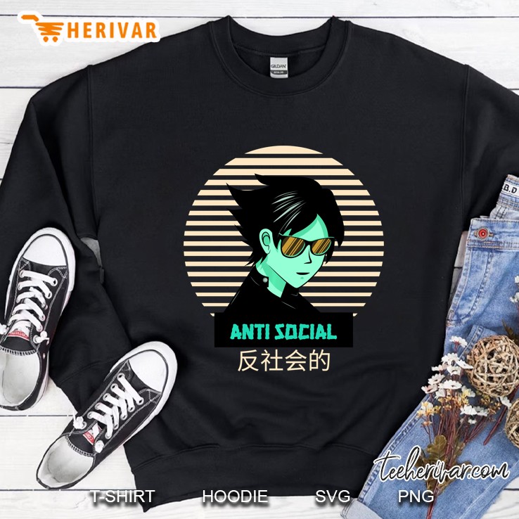 Anti Social Japanese Anime Otaku 80S Retro Manga Style Sweatshirt