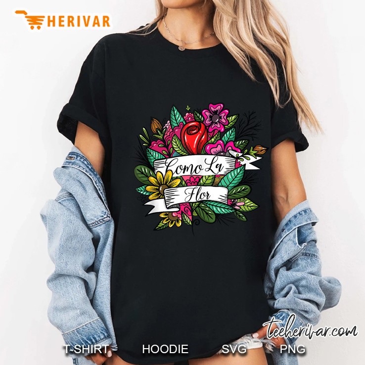 Como La Flor Mexican Tattoo Womens Cumbia Girl Flower Texmex Tank Top Ladies Tee