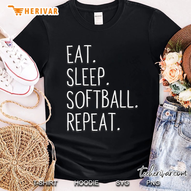 Eat Sleep Softball Repeat Fun Sports Active Softball Shirt