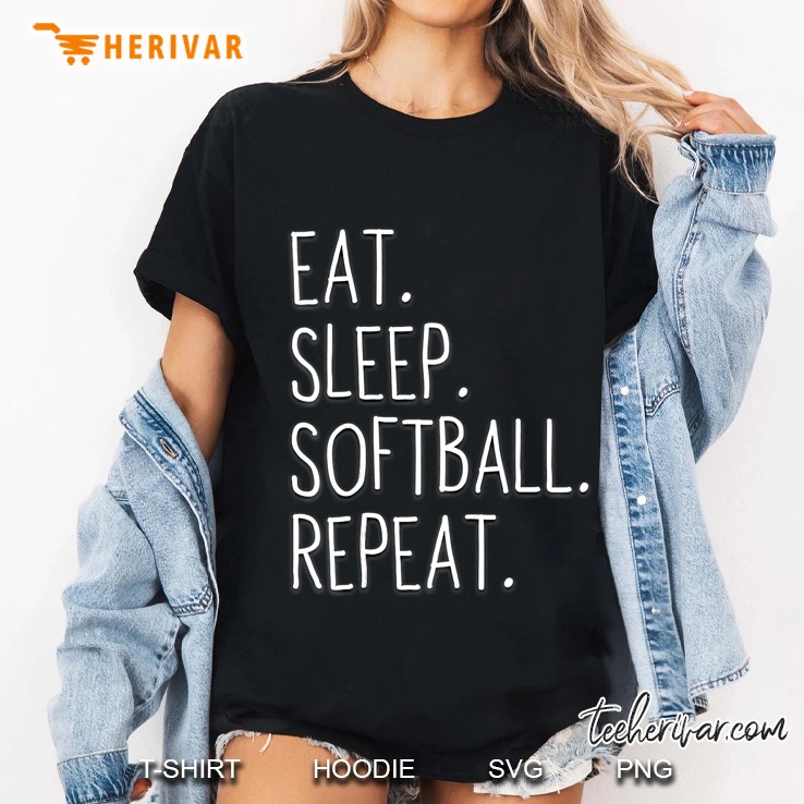 Eat Sleep Softball Repeat Fun Sports Active Softball Ladies Tee