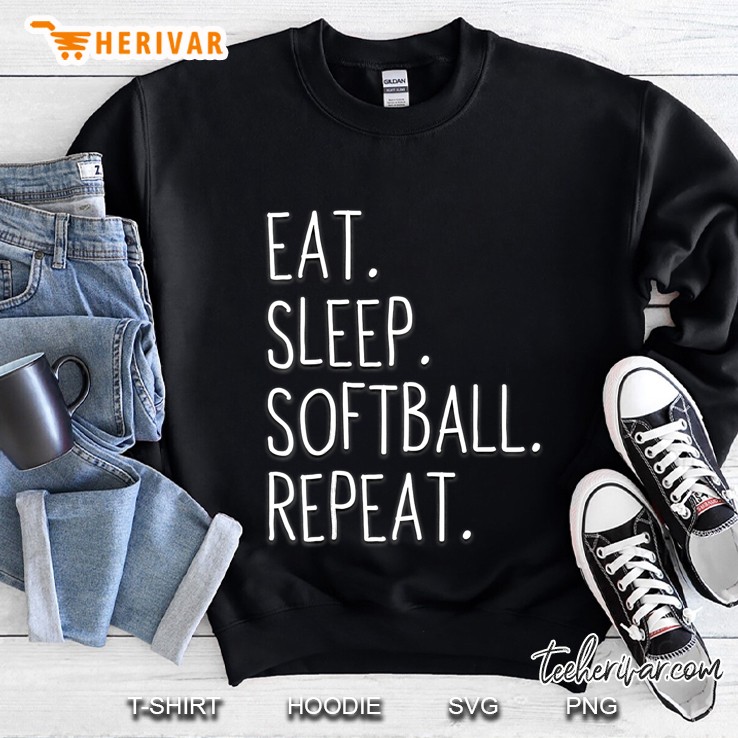 Eat Sleep Softball Repeat Fun Sports Active Softball Sweatshirt