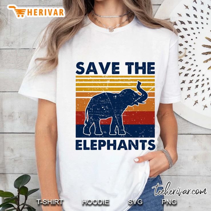 Save The Elephants Elephant Silhouette Vintage Version Ladies Tee