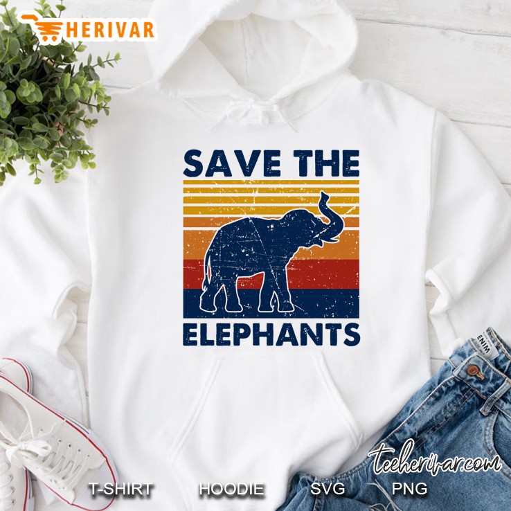 Save The Elephants Elephant Silhouette Vintage Version Hoodie