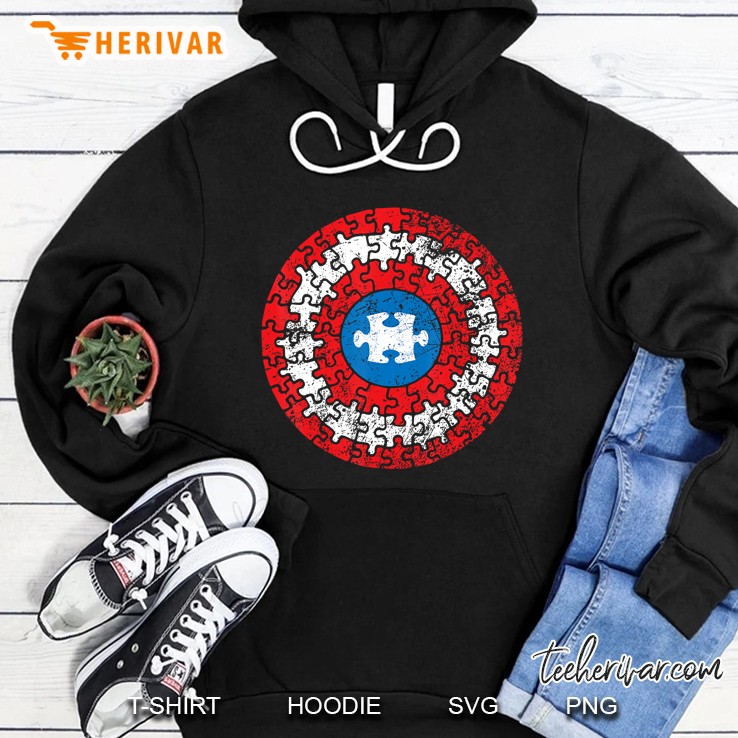 Autism Awareness Puzzle Superhero Shield Hoodie