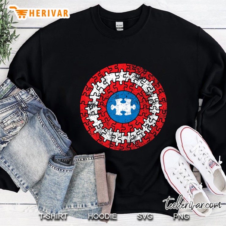 Autism Awareness Puzzle Superhero Shield Sweatshirt