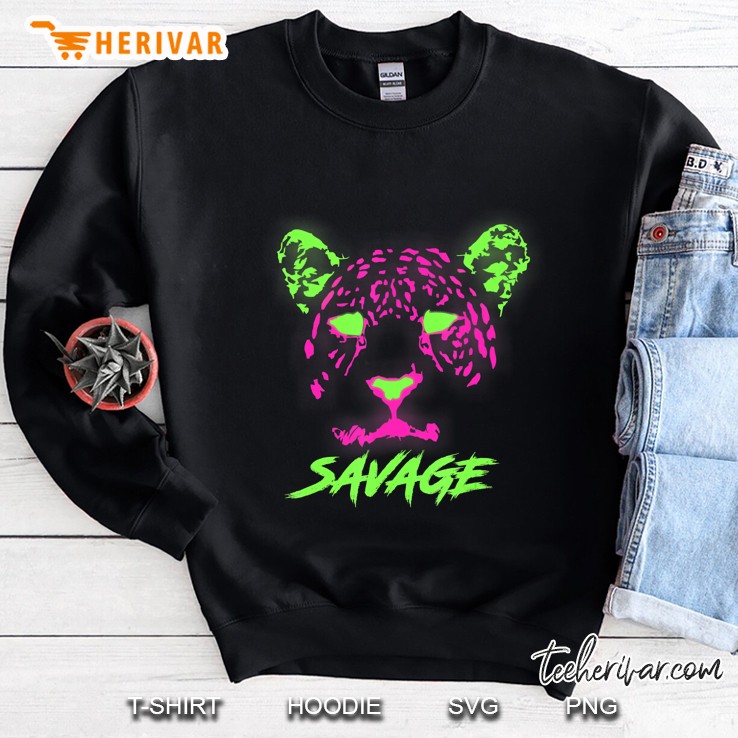 Critical Nerd Fluorescent Neon Glow Savage Leopard Face Sweatshirt