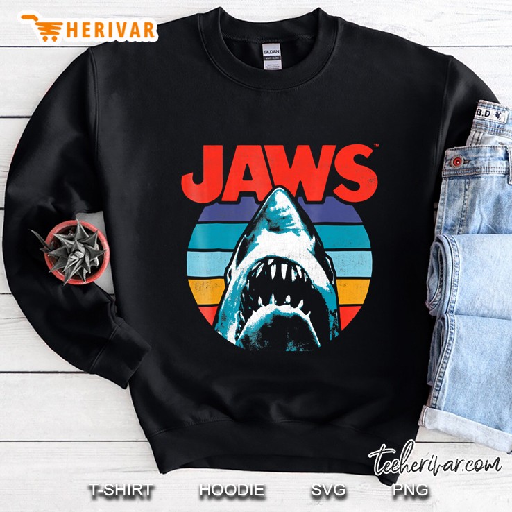 Jaws Retro Colors Shark Rainbow Logo Graphic Sweatshirt