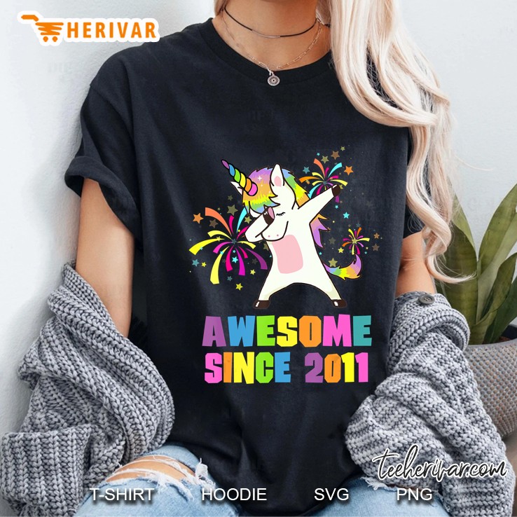 9 Years Old 9Th Birthday Awesome Since 2011 Unicorn Hoodie