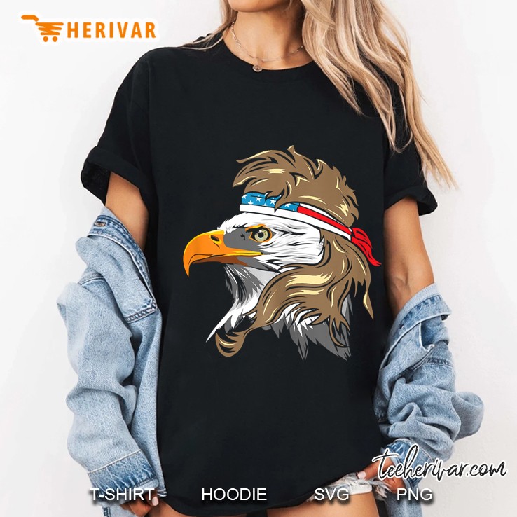 Bald Eagle With Mullet And American Flag Bandanna Hoodie