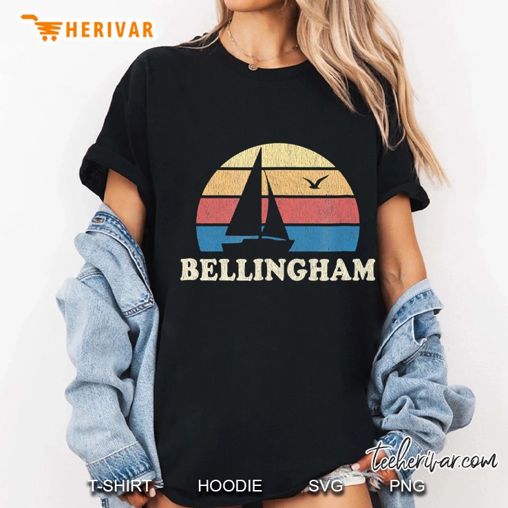 Bellingham Wa Vintage Sailboat 70S Throwback Sunset Ladies Tee