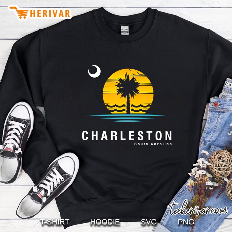 Charleston South Carolina Palmetto Moon With Sunset Sweatshirt