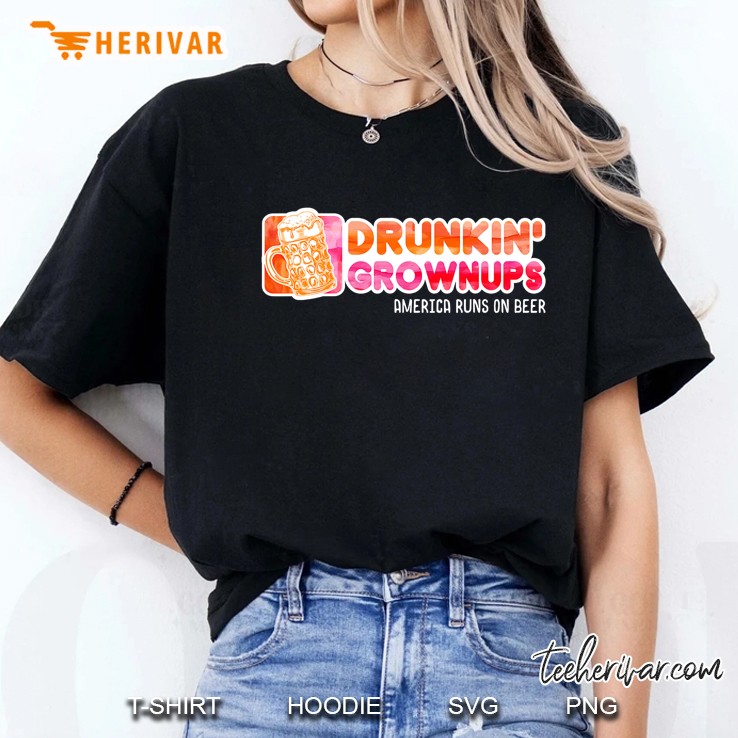 Drunken Grownups American Dad Run On Beer Funny Ladies Tee