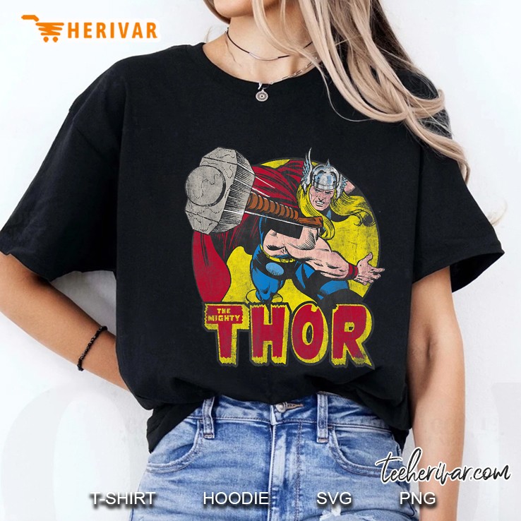 Marvel Mighty Thor Hammer Throw Ladies Tee