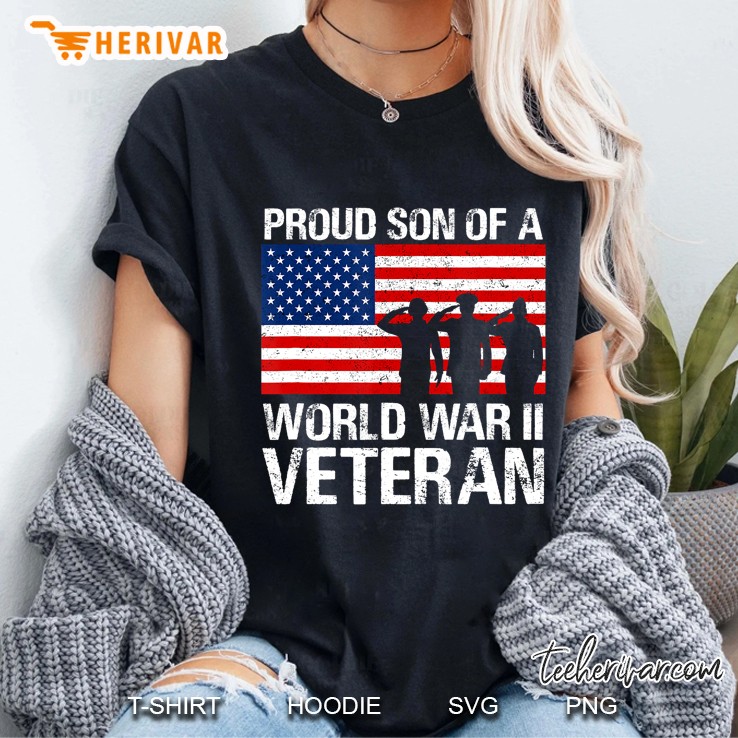 Military Family Gift Proud Son Of A Wwii Veteran Ladies Tee