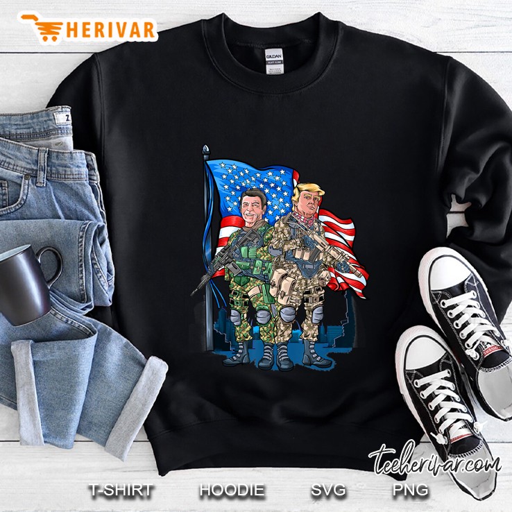 Presidential Soldiers Ronald Reagan & Donald Trump Usa Flag Sweatshirt