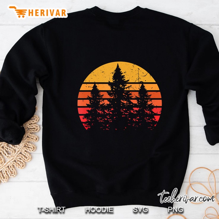 Retro Sun Minimalist Pine Tree Design - Graphic Tee Shirt Sweatshirt