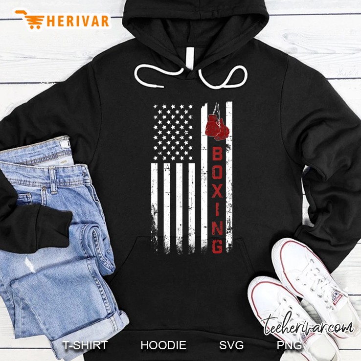 Vintage Boxing American Flag Tee Professional Boxer And Fans Hoodie