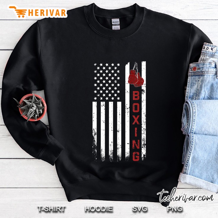 Vintage Boxing American Flag Tee Professional Boxer And Fans Sweatshirt