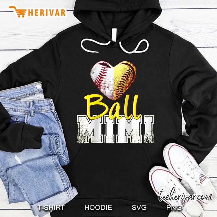 Womens Funny Ball Mimi Softball Baseball Mimi Raglan Baseball Tee Hoodie