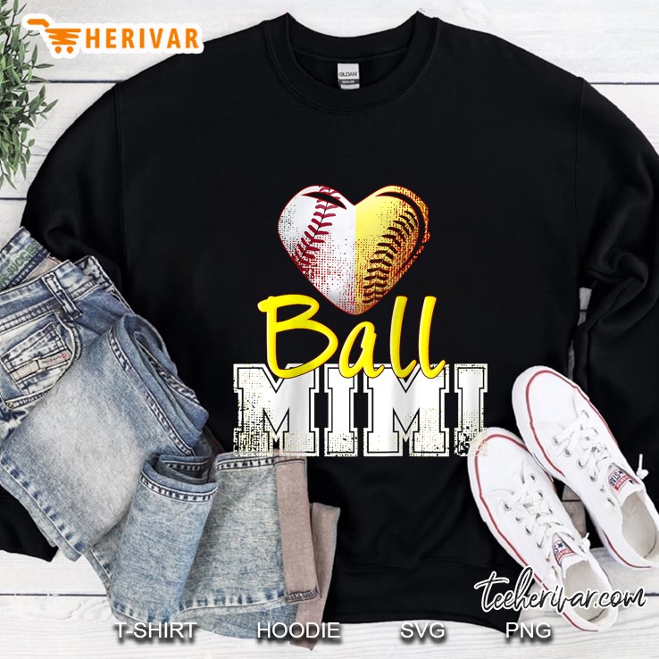 Womens Funny Ball Mimi Softball Baseball Mimi Raglan Baseball Tee Sweatshirt
