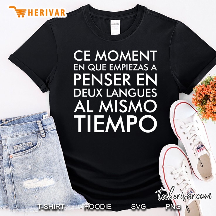 Thinking In French And Spanish White Text Slim Fit Shirt