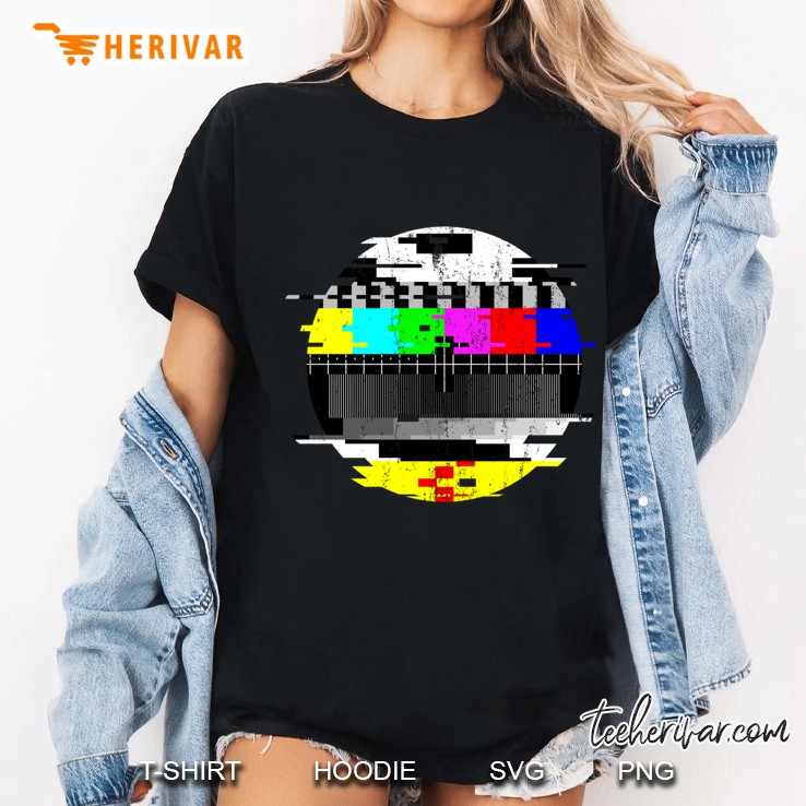 Vintage Glitched Tv Test Pattern Graphic Classic Ladies Tee