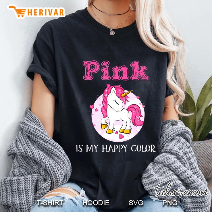 Pink Is My Happy Color Pink Unicorn Ladies Tee