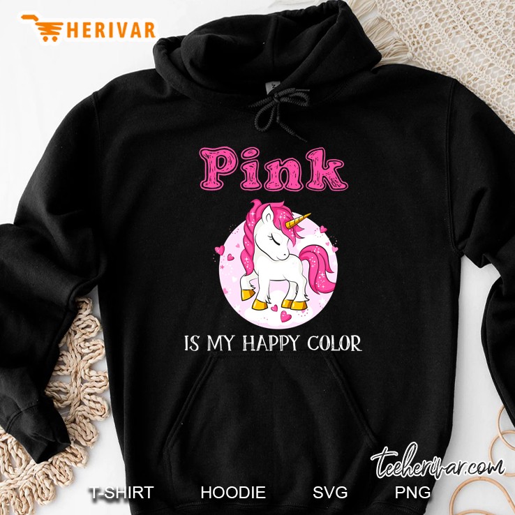 Pink Is My Happy Color Pink Unicorn Hoodie