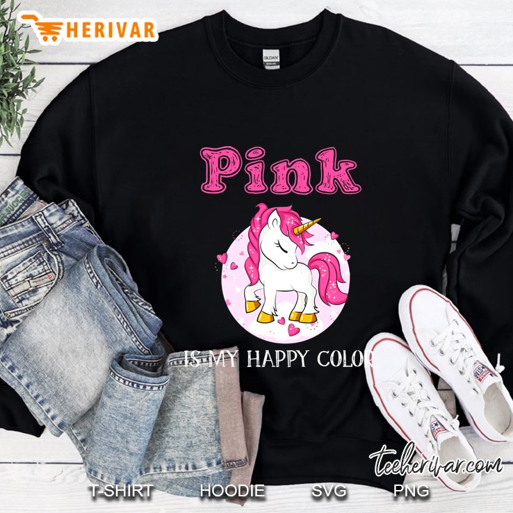 Pink Is My Happy Color Pink Unicorn Sweatshirt