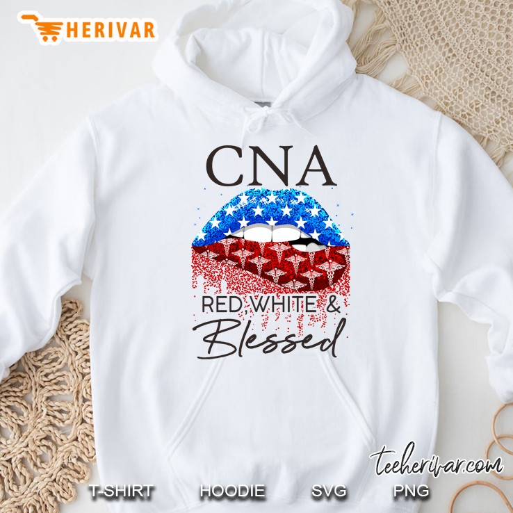 CNA Red White & Blessed American Flag Lips Hoodie