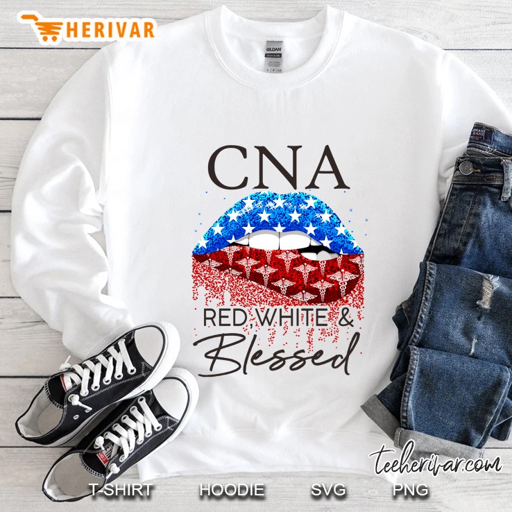 CNA Red White & Blessed American Flag Lips Sweatshirt
