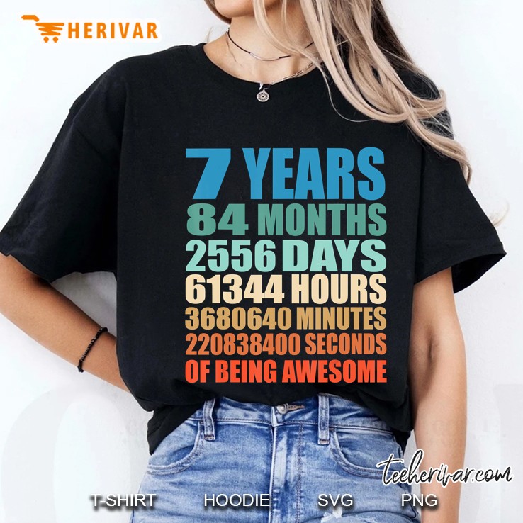 7 Years Old 7Th Birthday Vintage Retro 84 Months Ladies Tee