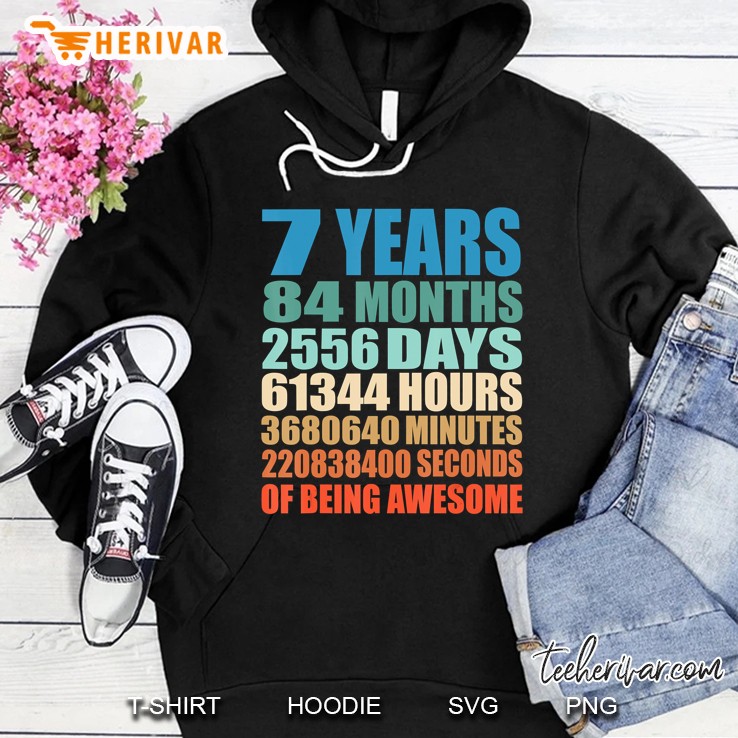 7 Years Old 7Th Birthday Vintage Retro 84 Months Hoodie