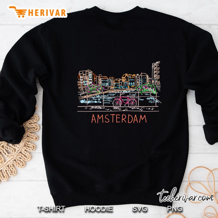 Amsterdam Bike Unique Hand Drawn Art Sweatshirt