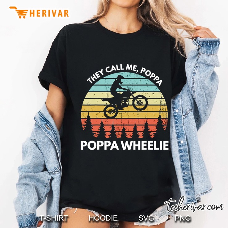 Funny Motocross Vintage Dirt Bike Poppa Wheelie Braaap Ladies Tee