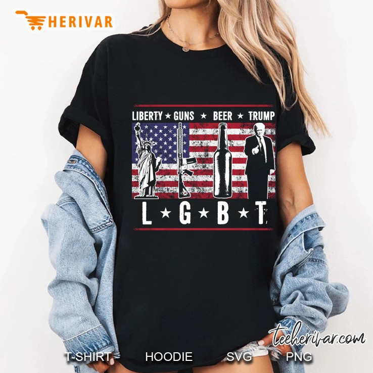 Liberty Guns Beer Trump Lgbt Parody Funny Gift Ladies Tee