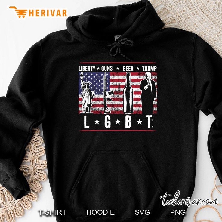 Liberty Guns Beer Trump Lgbt Parody Funny Gift Hoodie