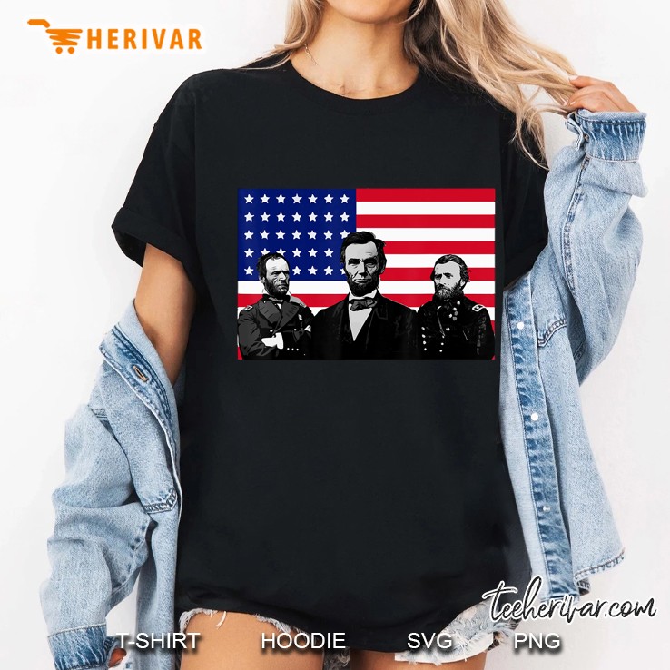 Lincoln And His Generals Grant And Sherman Civil War Shirt Ladies Tee