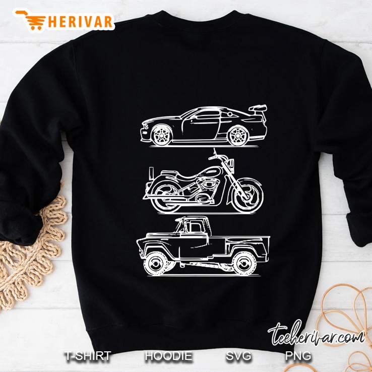 Minimalist Car Truck Motorcycle Vehicle Line Art Design Sweatshirt