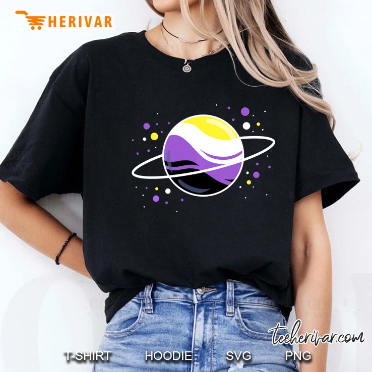 Nonbinary Outer Space Planet Nonbinary Pride Pullover Ladies Tee