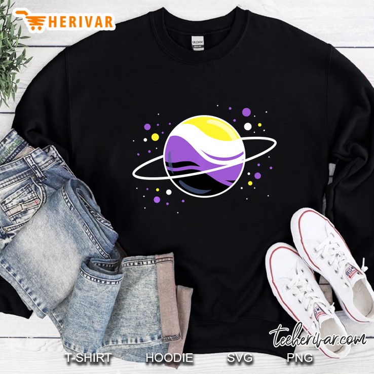 Nonbinary Outer Space Planet Nonbinary Pride Pullover Sweatshirt