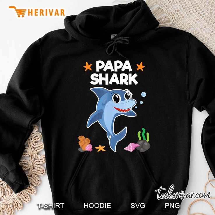 Papa Shark Shirt Daddy Birthday Fathers Day Gift Hoodie