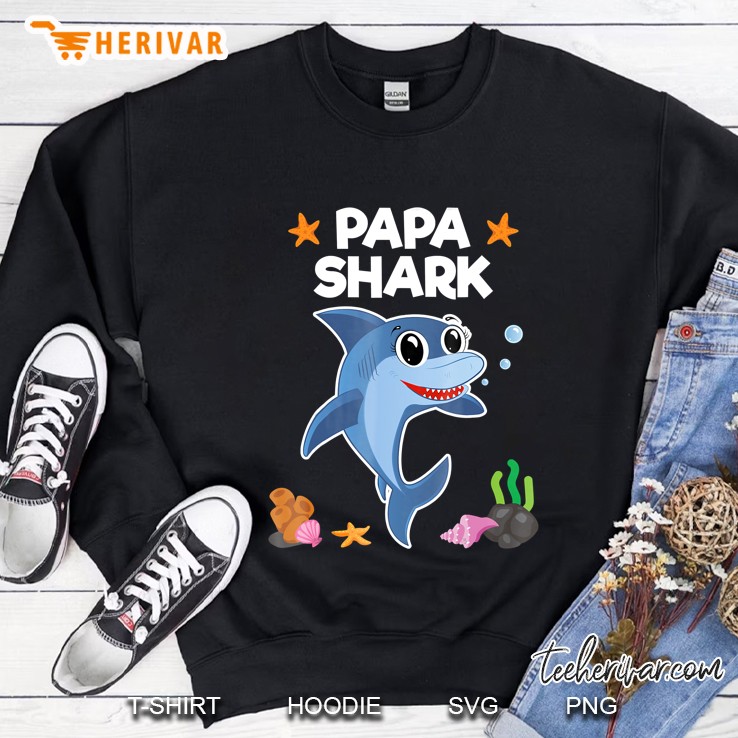 Papa Shark Shirt Daddy Birthday Fathers Day Gift Sweatshirt
